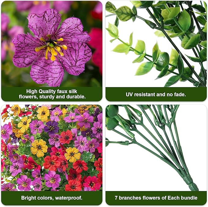 HyeFlora Artificial Flowers for Outdoor Indoor Garden Home Decoration, Faux - Image 4