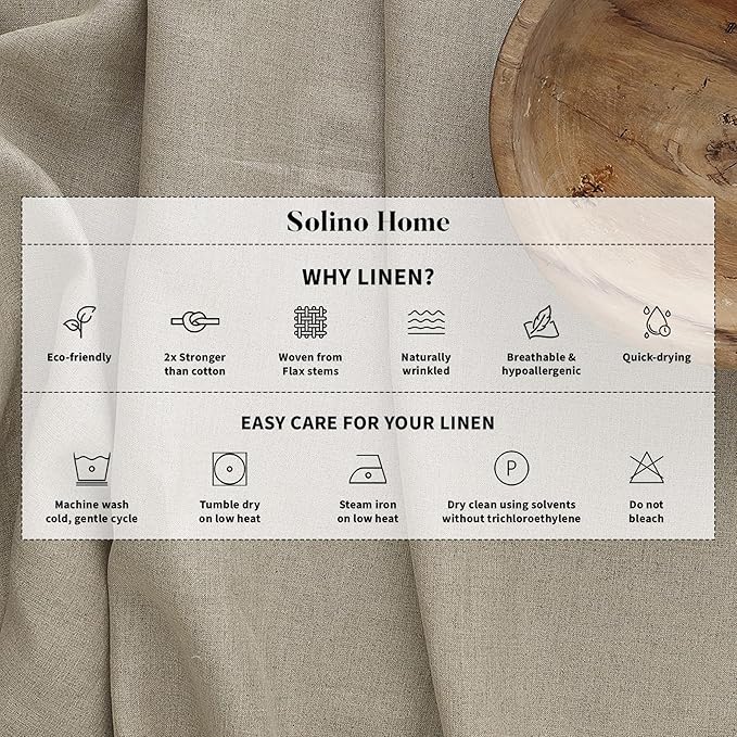 Solino Home Linen Light Natural Tablecloth 60 x 144 Inch - Image 6