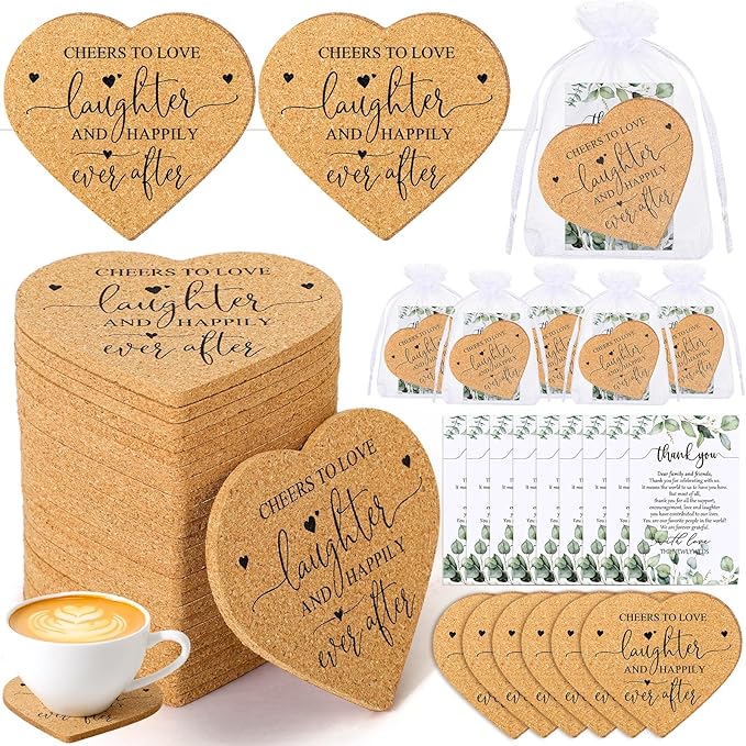 Uiifan 100 Set Wedding Favors for Guest Coaster Gifts Bulk Heart Shaped by Uiifan