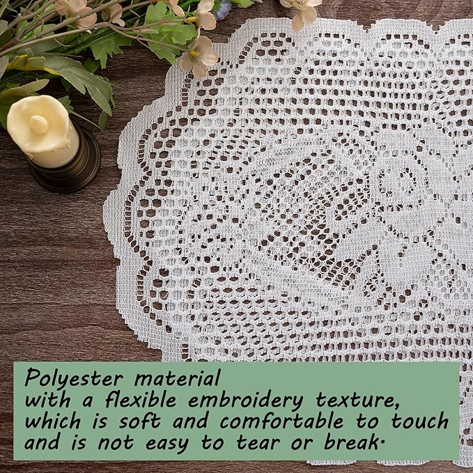 2PCS Oval Lace Placemats for Dining Table, Embroidered Table Mats Farmhouse Cup - Image 7