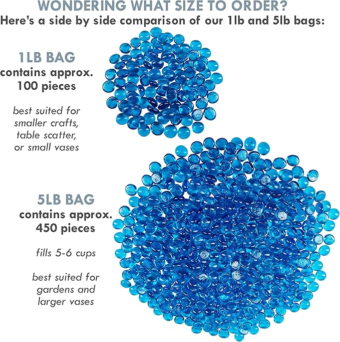 Galashield Flat Glass Marbles for Vases Blue Glass Gems Beads Pebbles Vase - Image 5