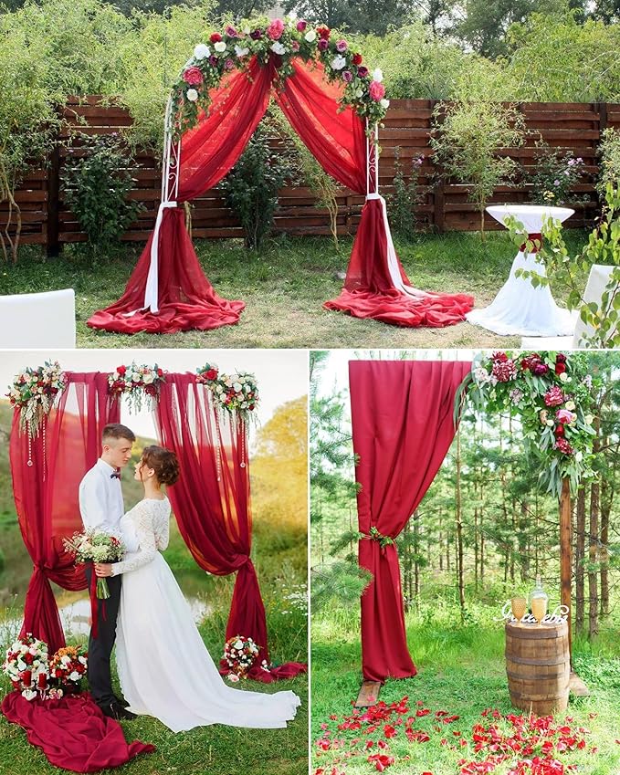 4 Panels Wedding Arch Draping Fabric 28" x 20Ft Chiffon Wedding Arch Drapes - Image 5