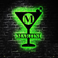 Personalized Martini Initial Name Sign LED Lights, Bar Sign, Bar Sign Decor by soulglass