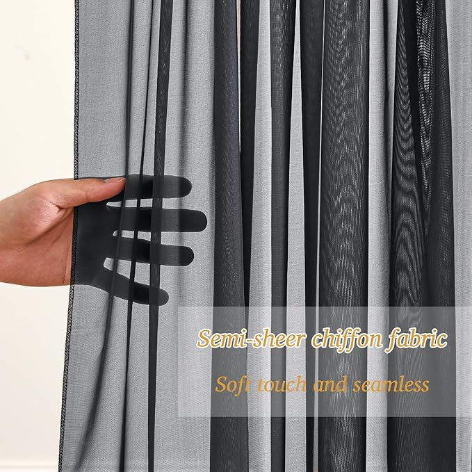 10x10ft Black Chiffon Backdrop Curtain - Image 7
