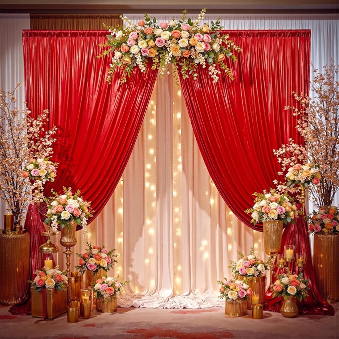 20x10ft Shimmer Red Sequin Backdrop Curtain - Image 7