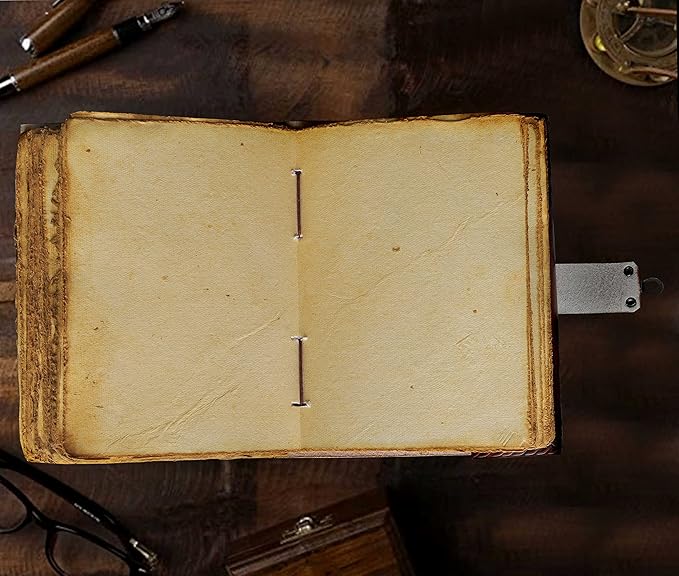 cuero 3 Moon Blue Lapiz Embossed Vintage Leather Journal - Image 6