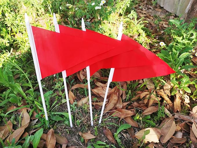 12 Pack Red Pennant Flags Small Mini Hand Held Solid Color Pennant On Sticks - Image 7