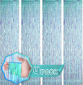 4 Pack 3.3x8.2 Feet Neon Iridescent Foil Fringe Backdrop Curtains, Tinsel by Voircoloria