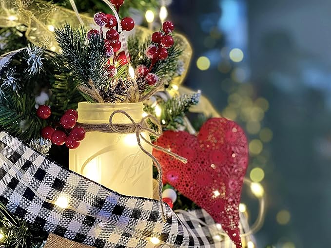 CNVOILA Christmas Centerpiece 3PC Set: Mason Jars, Table Decorations, Home & - Image 3