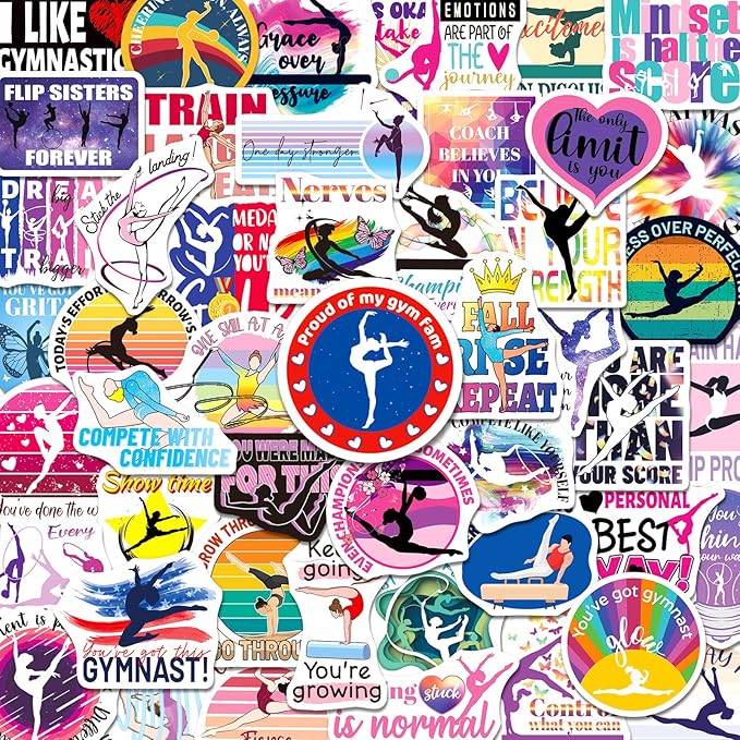 200PCS Gymnastics Stickers for Girls, Motivational Gymnastics Vinyl Stickers by Yqskt
