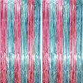 2 Pack Blue and Pink Foil Fringe Backdrop Curtains, Tinsel Streamers Mermaid by Voircoloria
