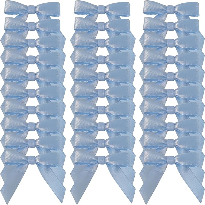 50pcs 1-1/2" Mini Light Blue Satin Ribbon Bows Without Twist Ties - Image 2