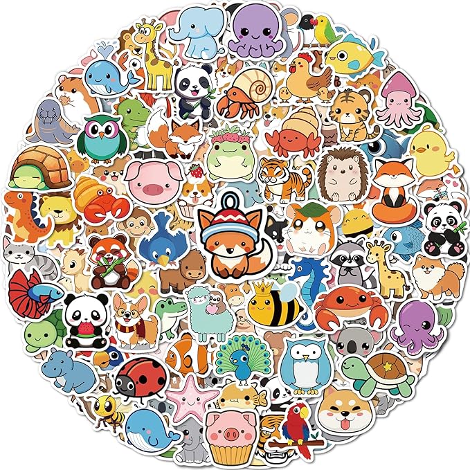 200 Pcs Animal Stickers for Kids, Cute Water Bottle Stickers for Kids Waterproof by pcnearty