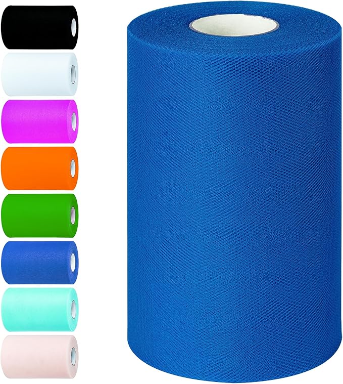 Gemstone Blue Tulle Fabric Rolls 6 Inch by 100 Yards Tulle Roll Spool Fabric by Unknown