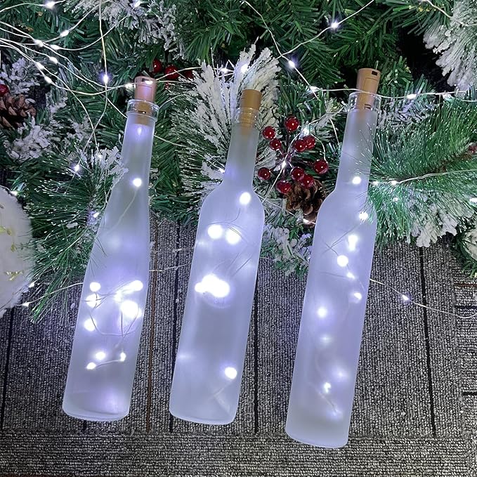Wine Bottle Lights with Cork, 20 LEDs 6.6 Feet Silver Wire Cork Bottle Lights - Image 5