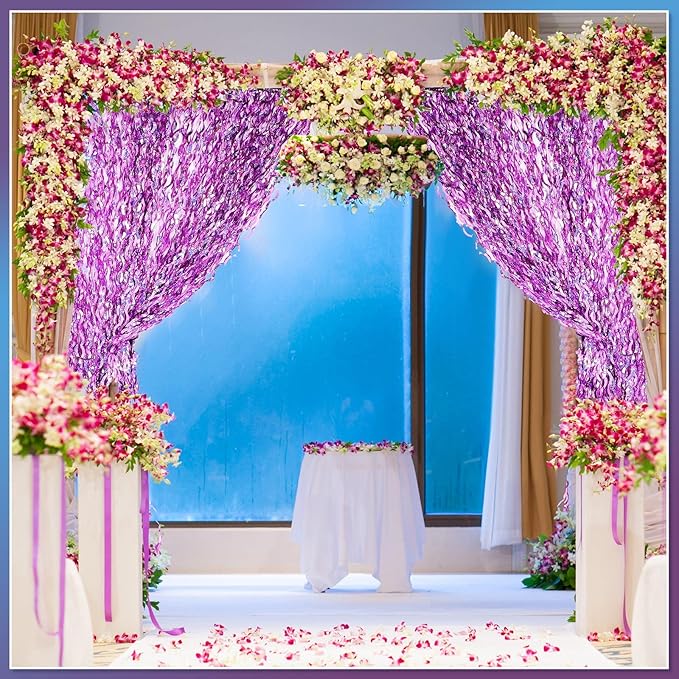 Jutom 6 Pieces 3.3 x 6.6 ft Wavy Tinsel Foil Fringe Curtains Foil Fringe - Image 5