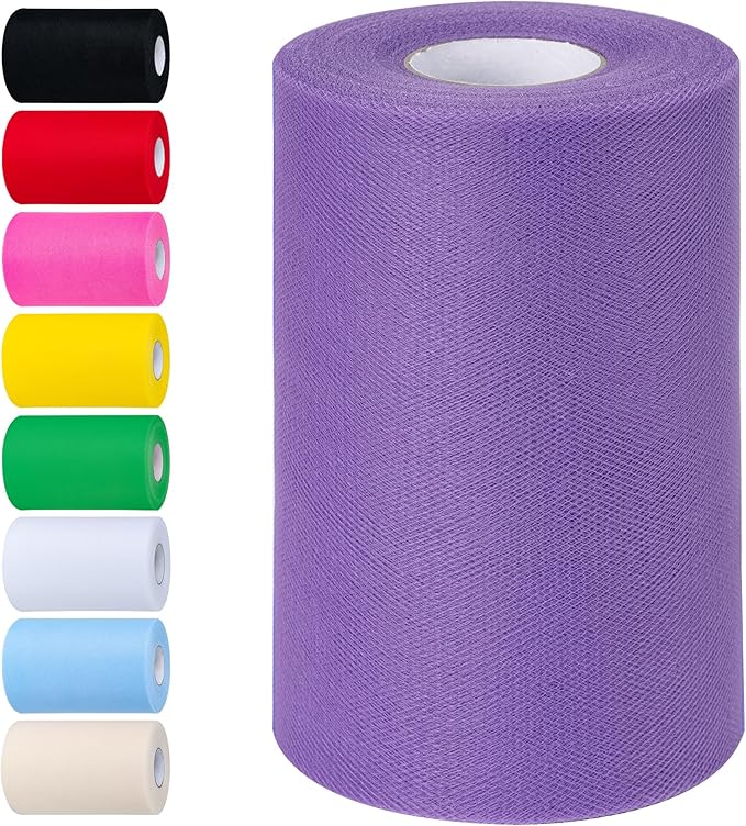 Dark Violet Tulle Fabric Rolls 6 Inch by 100 Yards Tulle Roll Spool Fabric by Unknown