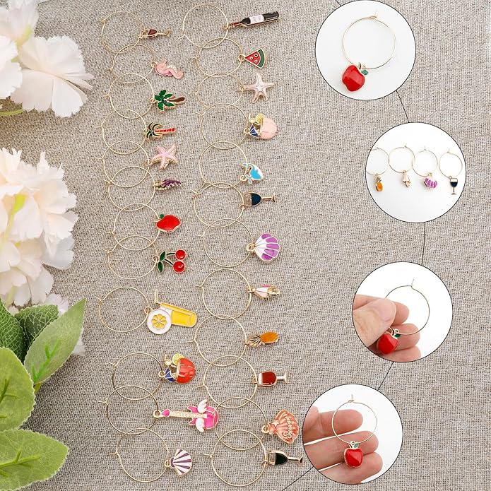 Wine Glass Charms Wine Charms for Stem Glasses Glass Markers Identifiers Tags - Image 4