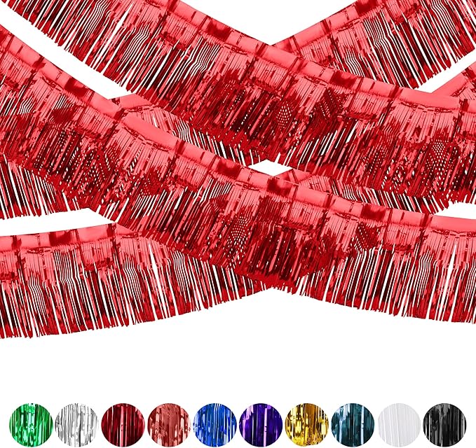 4 Pack Fringe Curtains, Metallic Foil Fringe Garland Shiny Tassel Float Parade by ILHSTY