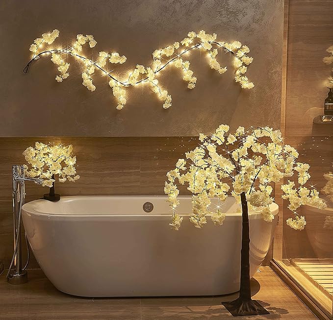 Hairui Cherry Blossom 96 LED Fairy Lights 6FT Garland, Battery Operated - Image 5