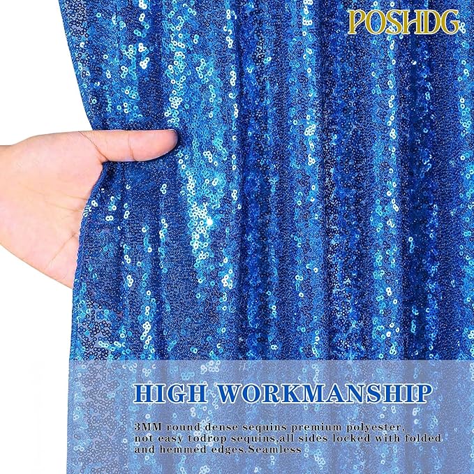 Sequin Backdrop Curtain Royal Blue Party Decorations: Glitter Photography - Image 3