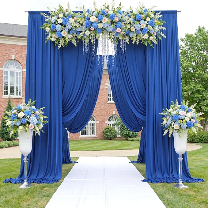 60ftx12ft Wrinkle Free Royal Blue Backdrop Curtain, 12 Panels 12FT Height Royal - Image 3