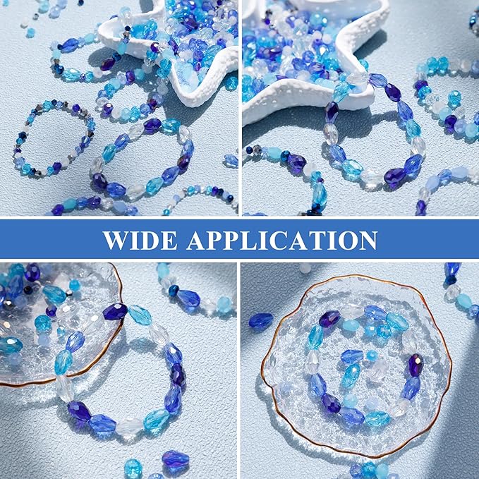 Glass Beads for Jewelry Making -800PCS Blue Crystal Beads for Bracelet Making - Image 3