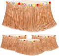 4PCS Hawaiian Table Skirt Decor, Luau Themed Grass Table Skirt Party Decorations by Huskein