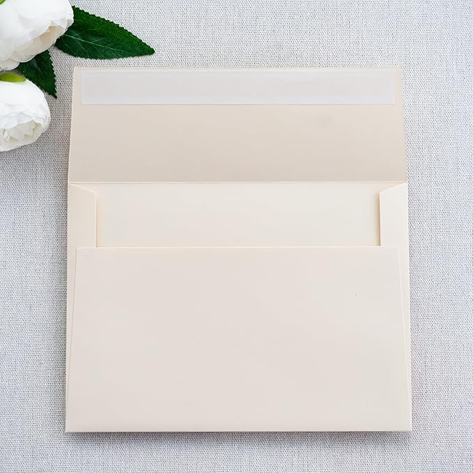 PONATIA 50 PCS 5x7 Envelopes, Self- Adhesive Cream A7 Envelopes - Image 2