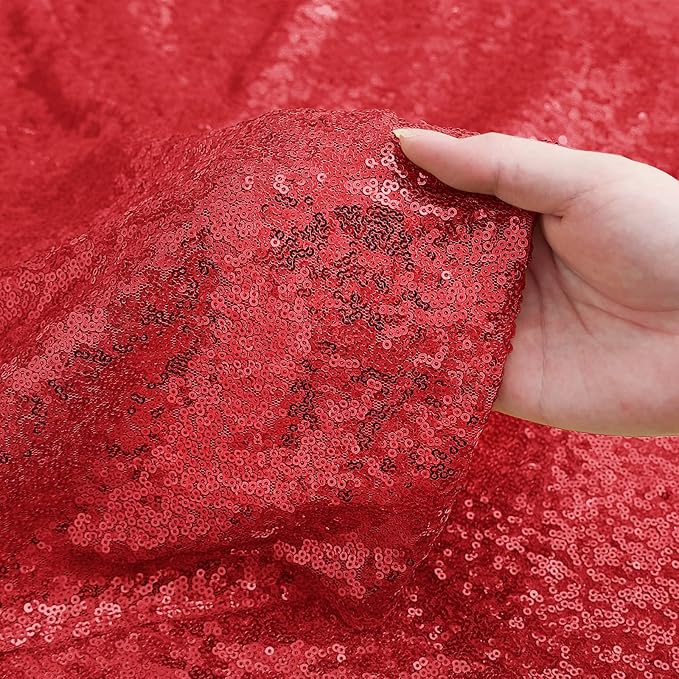 Sugargirl Red Sequin Backdrop Curtain 4 Panels 2FTx8FT Glitter Red Background - Image 4