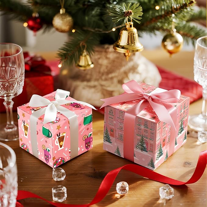 LeZakaa Pink Christmas Wrapping Paper Roll - Image 5