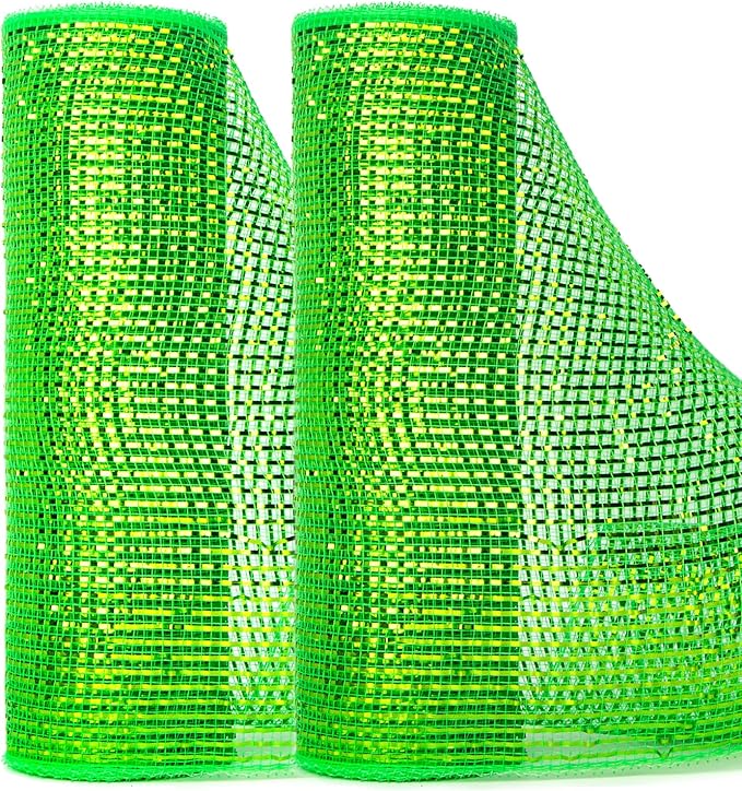 Ribbli 2 Rolls Deep Lime Deluxe Ribbon, 10 inch x 30 feet Each Roll, Metallic by Ribbli