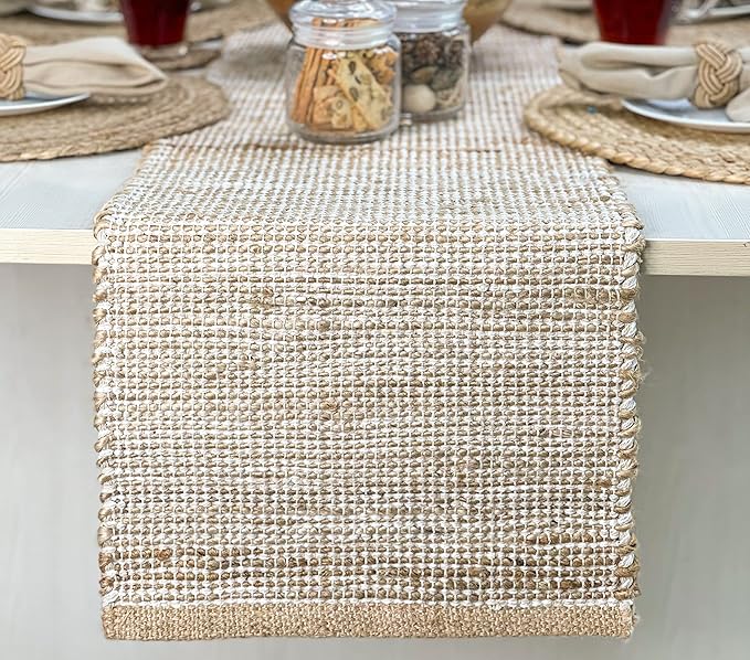 Chardin home Natural Jute Table Runner 13x72 Inch – Vintage Boho Rustic Table by ChardinHome
