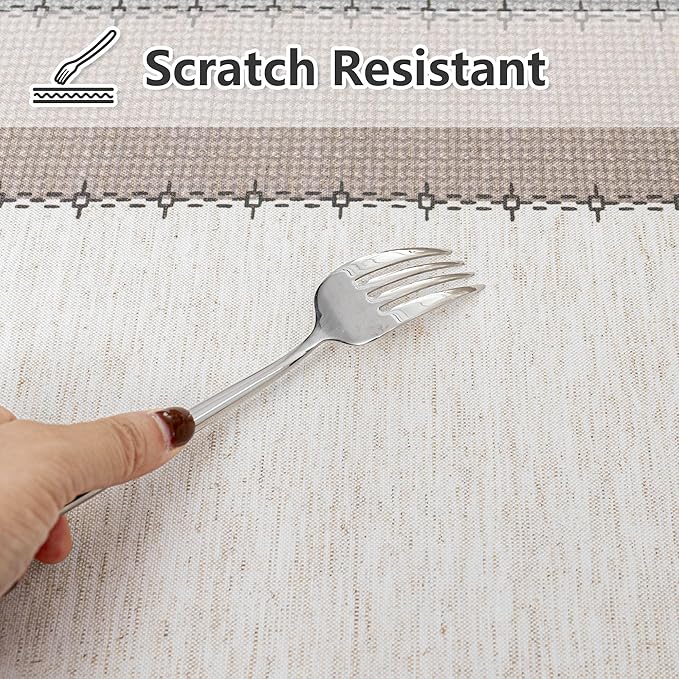 MYSKY HOME Table Cloth 60x102 in Rectangle, Heavy Duty Lines Linen Look - Image 2