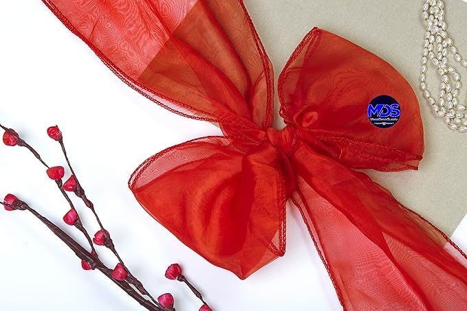 MDS Pack of 300 PCS Organza Chair Sashes Wider Dining Chair Bows Ribbon Tie Back - Image 6