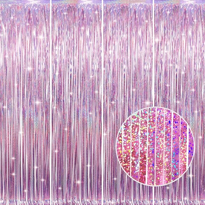GOER 3.2 ft x 8.2 ft Metallic Tinsel Foil Fringe Curtains Party Photo Backdrop by GOER