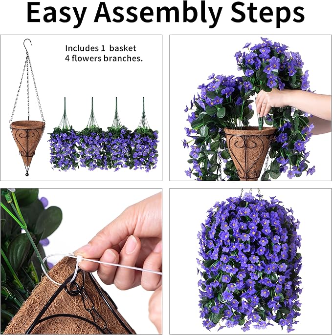 Artificial Fake Outdoor Hanging Flowers Plants Basket - Image 2