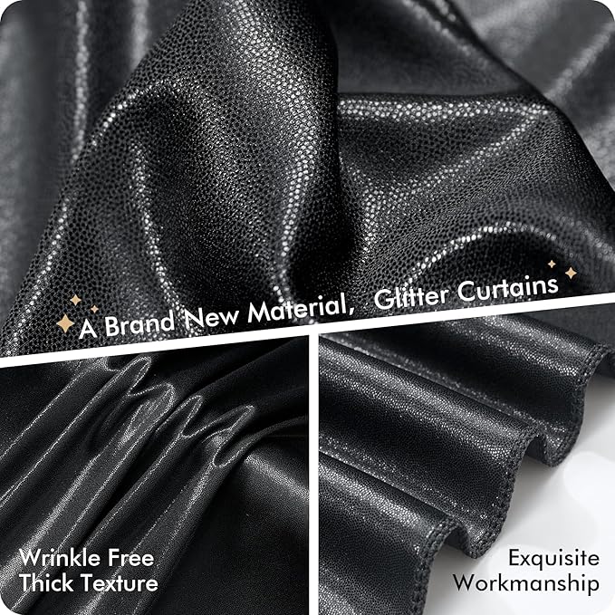 10ft x 10ft Black Glitter Sequin Backdrop Curtain - Image 3