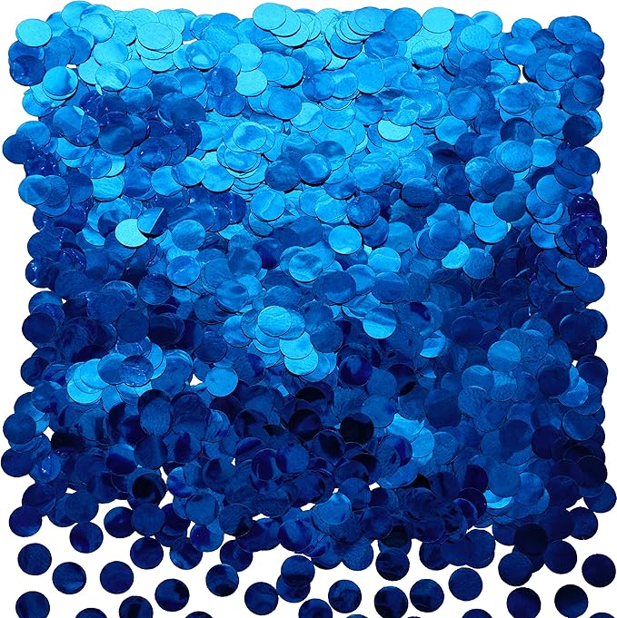 Blue Foil Metallic Round Table Confetti Decor Circle Dots Mylar Table Scatter by AWESON+PARTY