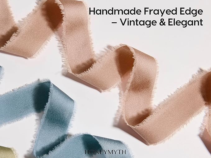 Satin Silk-Like Ribbon Set – 1" Wide, 9 Rolls, 45 Yards Total – Handmade Fringe - Image 3