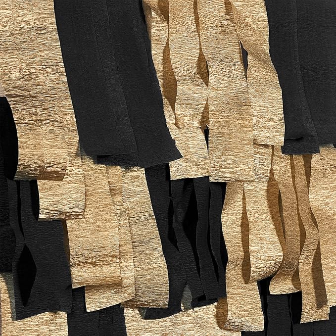 PartyWoo Crepe Paper Streamers 4 Rolls 328ft, Pack of Black and Gold Crepe Paper - Image 2