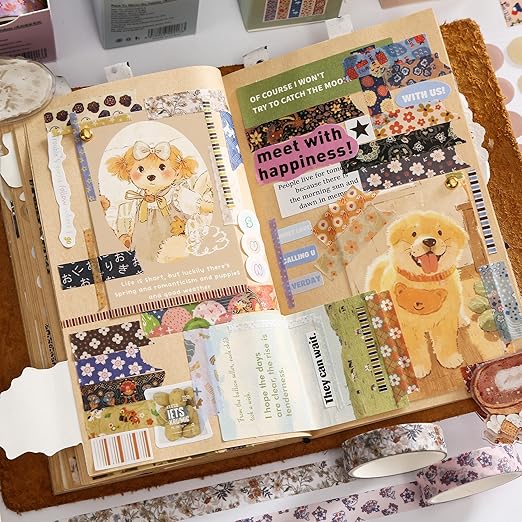YUBBAEX 60 Rolls Value Washi Tape Pack Retro Arts Masking Tape Basic Patterns - Image 7