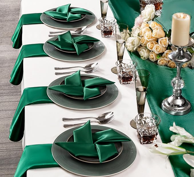 36 Pack Square Satin Dinner Napkins, 16x16 Inches Silky Soft Smooth Table Cloth - Image 2