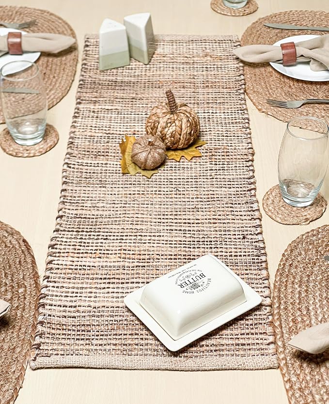 Chardin home Natural Jute Table Runner 13x36 Inch – Vintage Boho Rustic Table by ChardinHome