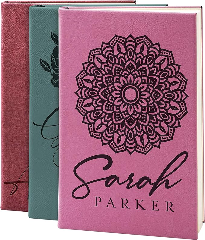 Personalized Leather Journal | Soft Pink, 12 Design | w Text Notebook - Image 5