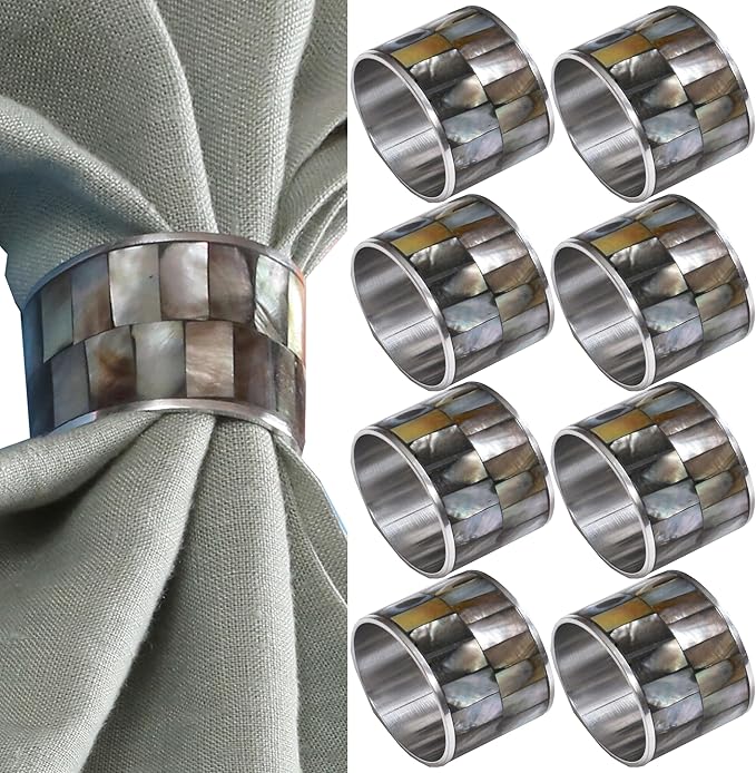 Napkin Rings Set of 8 for Dining Table Decoration Parties Everyday Metal Napkin by CLEENTABLE
