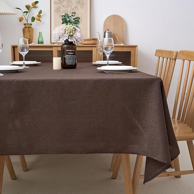NLMUVW Brown Linen Tablecloth Square, Chocolate Table Cloth Farmhouse Water by NLMUVW