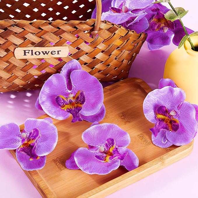 40 Pieces Orchid Petals Artificial Decorations Wedding Party Orchids Heads - Image 6