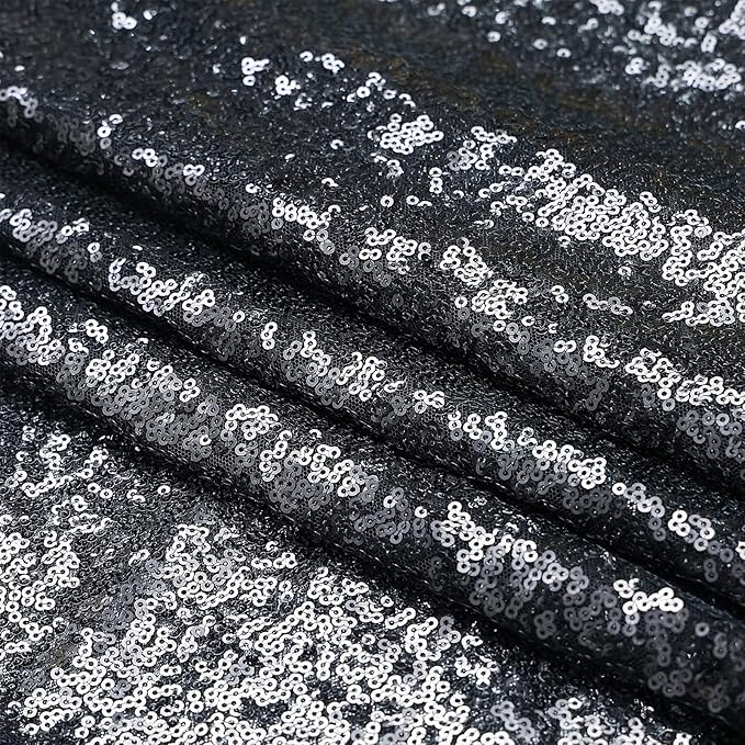 Sugargirl Halloween Black Sequin Backdrop Curtain 2 Panels 2FTx8FT Glitter - Image 8