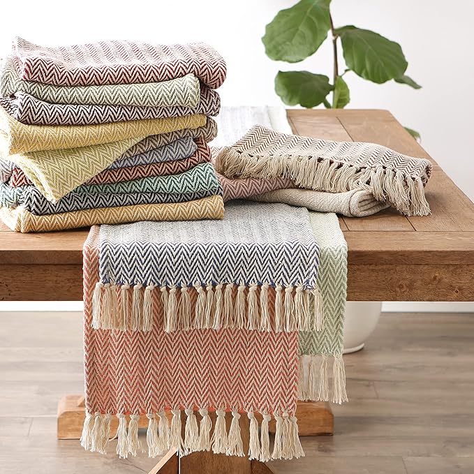 DII Woven Basic Tabletop Collection Chevron Table Runner, Pale Mauve - Image 6